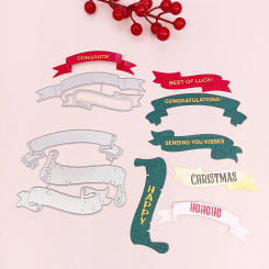 Alinacutle Metal Cutting Die Cut 5Pcs Banner Set Christmas Scrapbook Paper Craft Album Handmade Card Template Die Cutting