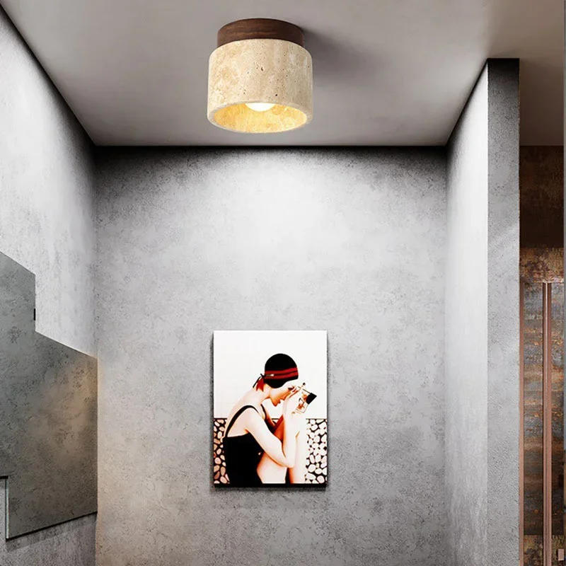 Description Picture 6 of itemYellow Marble Ceiling Light Lobby Entrance Corridor Balcony Restaurant Hotel Aisle Travertine Decorative Lamp