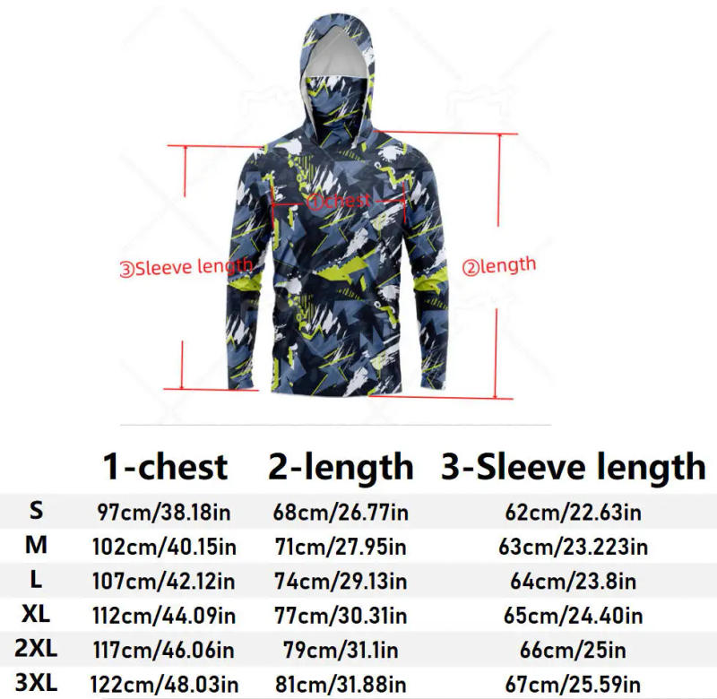Description Picture 2 of itemMALFC Men Hood Fishing Shirt long sleeve fishing t shirt uv protection Fishing Apparel