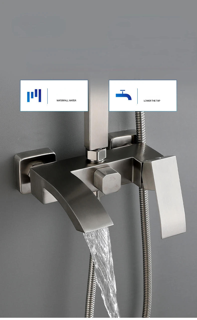 Description Picture 6 of itemStainless Steel Shower Set In-wall Simple  System  Pressurized  Head Three-function Bathroom