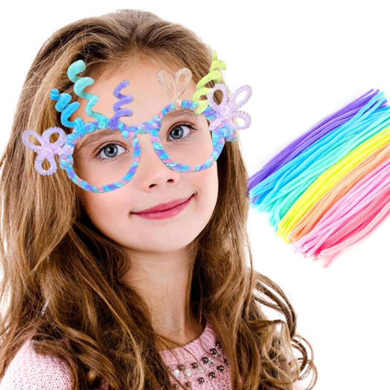 Description Picture 5 of item40/100pcs Glitter Chenille Stems Pipe Cleaners Plush Tinsel Stems Wired Sticks Kids Educational DIY Craft Supplies Toys Craft