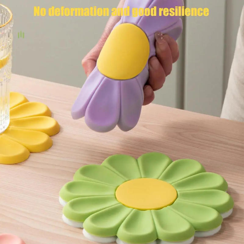 Description Picture 6 of itemSilicone Pot Mat Cute Daisy Heat Resistant Trivets For Hot Pots Waterproof Silicone Non-slip Countertops Mat Coaster Placemat