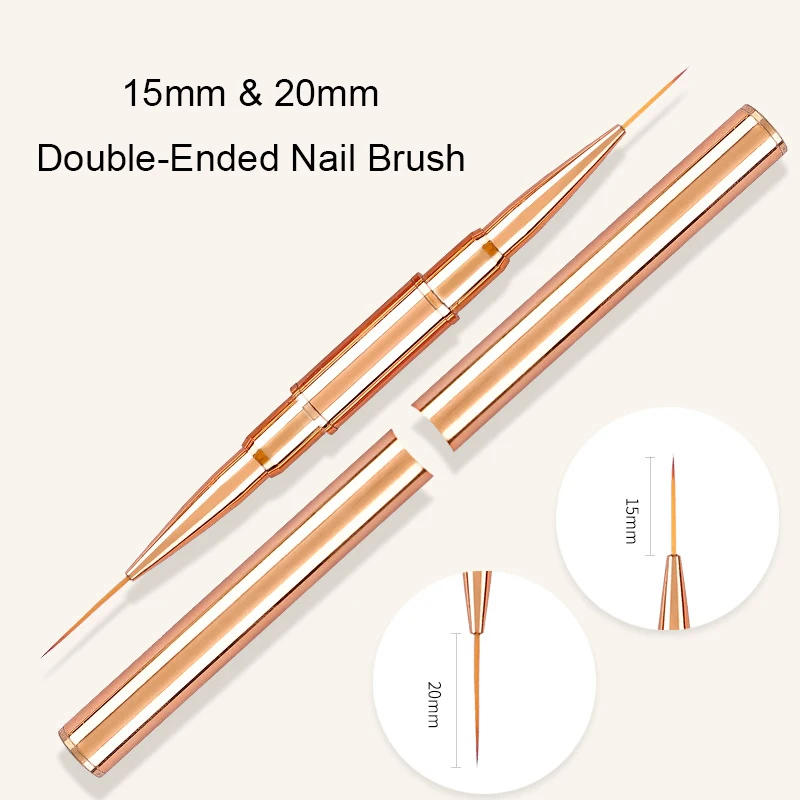 Description Picture 3 of item1pcs Rose Gold Liner Brush Dual End 15mm 20mm French Long Strip Line Painting Gel Polish Drawing Pen Manicure Accessories Tools