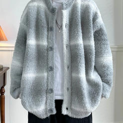 Contrast Color Warm Knit Sweater Men's Cardigan Autumn Winter Fashion Comfortable Top Soft Casual Striped Sweaters Coat Z68