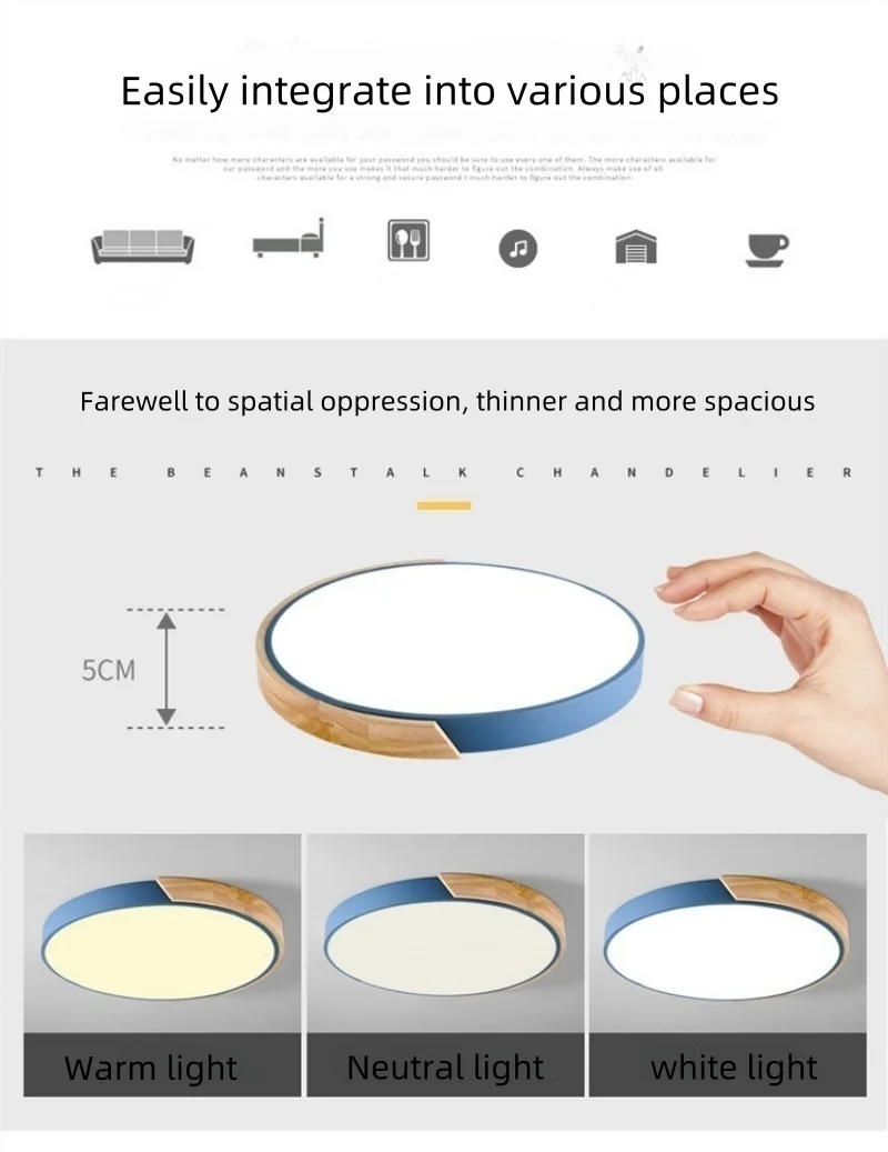 Description Picture 3 of itemLED Ceiling Light Nordic Wooden Macaroon Circular Light Modern and Simple Home Bedroom Balcony Study Open Decoration Lighting