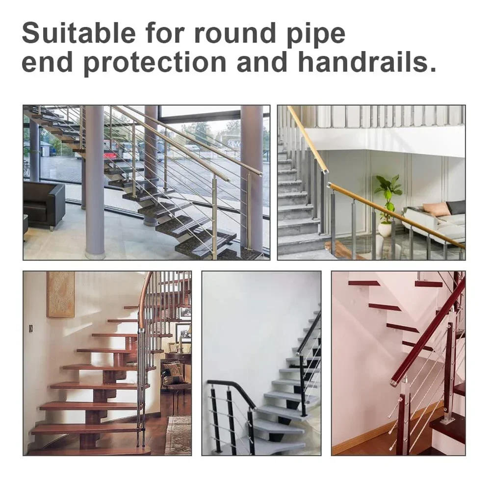 Description Picture 6 of item4pcs 45MM Staircase Handrails Decorating Plug PVC Armrest Accessories Pipe Plug Wall Bracket Round End Caps