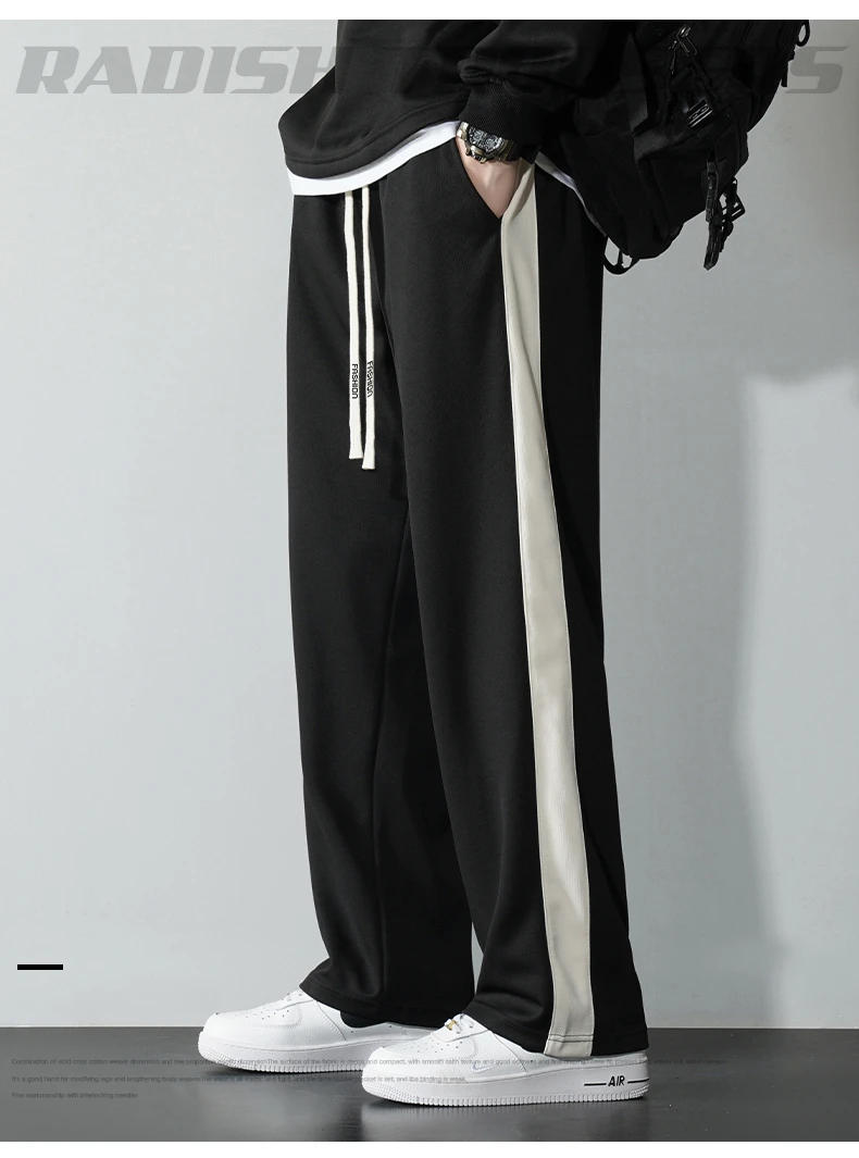 Description Picture 2 of itemvertical stripe Casual Joggers Pants Fashion Streetwear Oversized Sports Wide Leg Pants Hip Hop Y2k High-Waisted  Sweatpants
