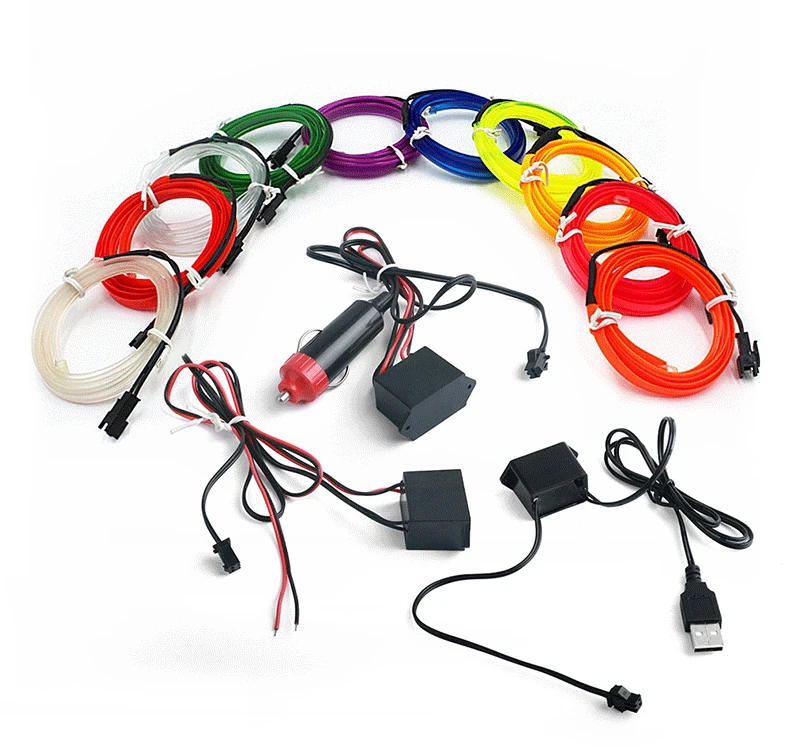 Description Picture 3 of itemAutomotive LED interior decoration light DIY flexible EL wiring automotive atmosphere light USB party diode neon light