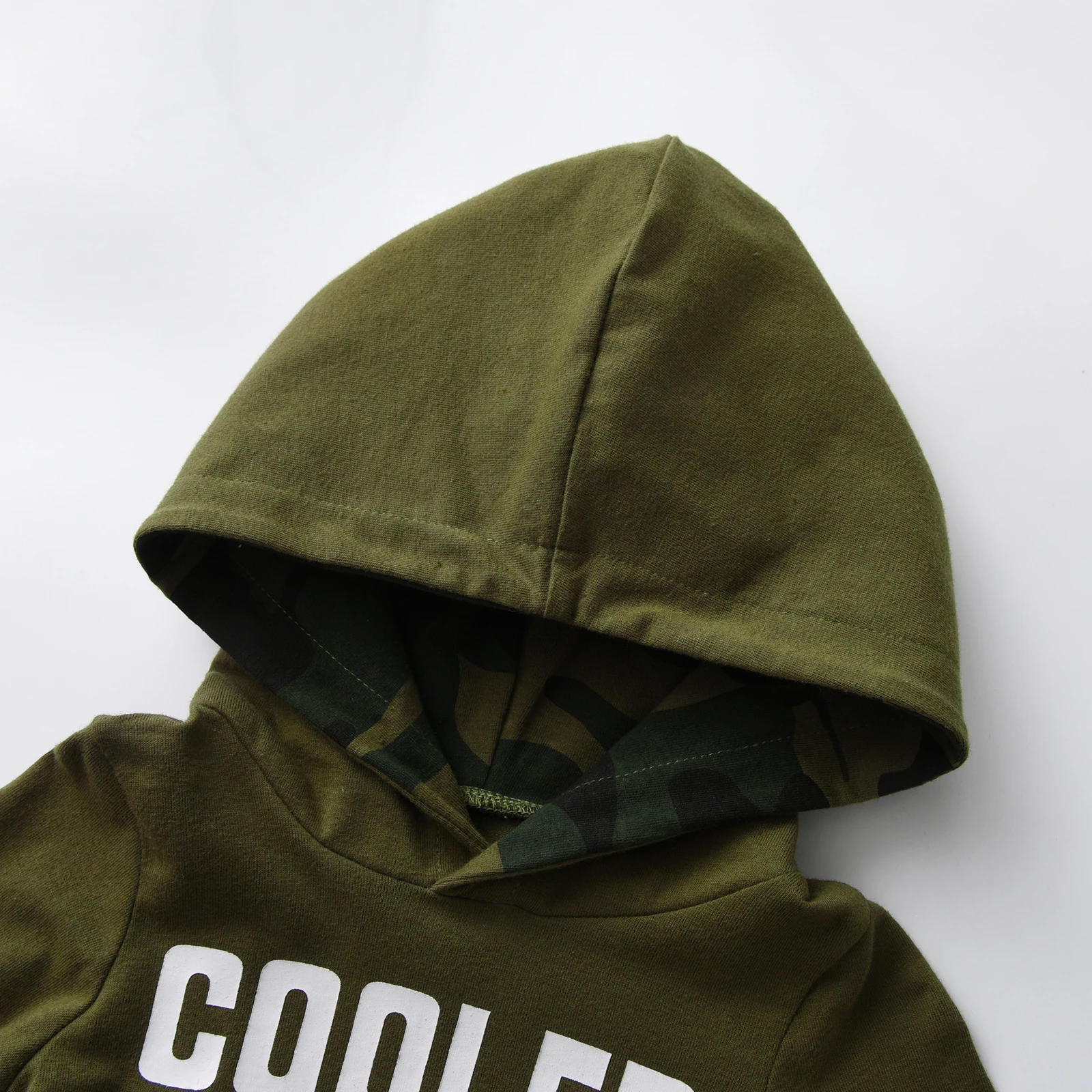 Description Picture 3 of itemCasual Newborn infant Baby Boy Clothes Set Toddler Boys Long Sleeve Hooded Romper Bodysuit Top and Camo Pants Outfit