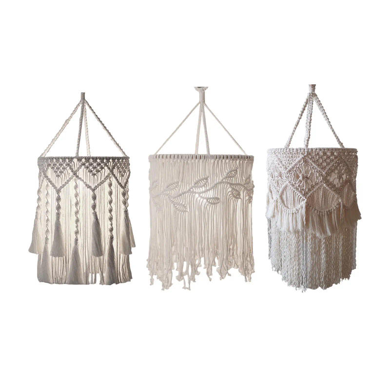 Description Picture 2 of itemMacrame Lamp Shade Handmade Woven Decorative Bohemian Hanging Pendant Light Cover for Dining Room Bedroom Home Kitchen Festival