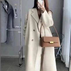 Plus Size Khaki Double-Sided Cashmere Coat Women's Hot Sale Of The Season Autumn Winter New Korean Style Small Size Mid-Lengt...