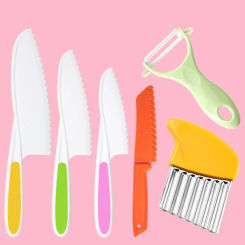 Kids Cooking Cutter Set Kids Knife Toddler Plastic Cutter Plastic Fruit Knives Children DIY Peeler Tools Kitchen Accessories