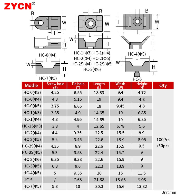Description Picture 4 of item50/100PCS Cable Tie Mounts Seat Fixed Seat Wire Buddle Saddle Type Plastic Holder White Black STM HC-2 HC-4 Data Line Winder