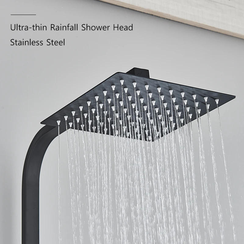 Description Picture 4 of item3/4 Ways Bathroom Shower Faucet Rain Shower Tap Bath Faucet Wall Mounted Bathtub Shower Mixer Crane Brass Mixer Valve Black