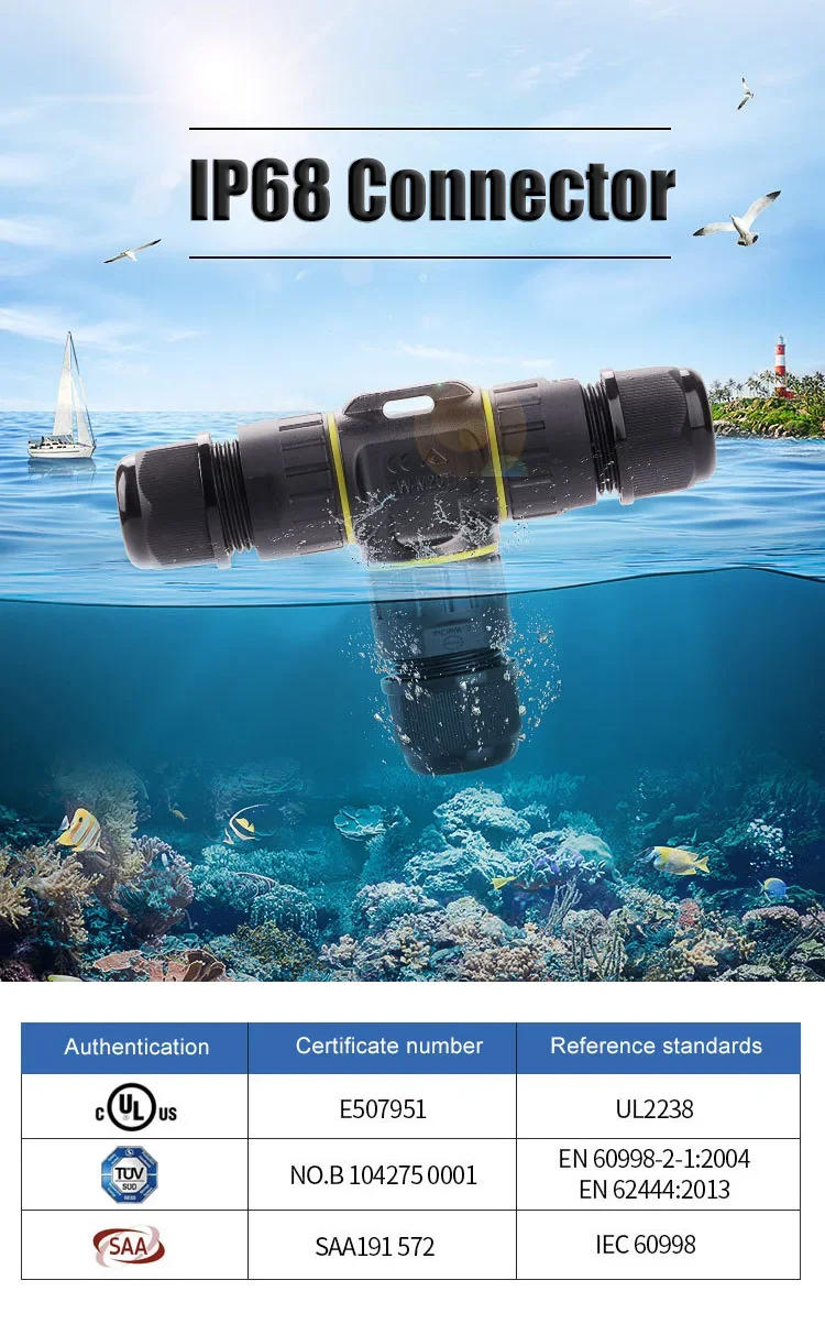 Description Picture 2 of itemWaterproof M20 T-type 3Pin Connector Cable 24A 400V IP68 2 3 4 pin Outdoor 5-12mm LED Street Lamp Screw Wire Junction Box