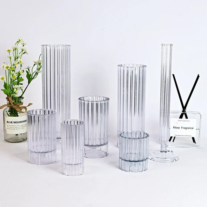 Description Picture 5 of item3D Thick Stripe Cylindrical Candle Plastic Mold Diy Geometric Cylinder Candle Making Kit Plastic Molds Jar Handmade Candles