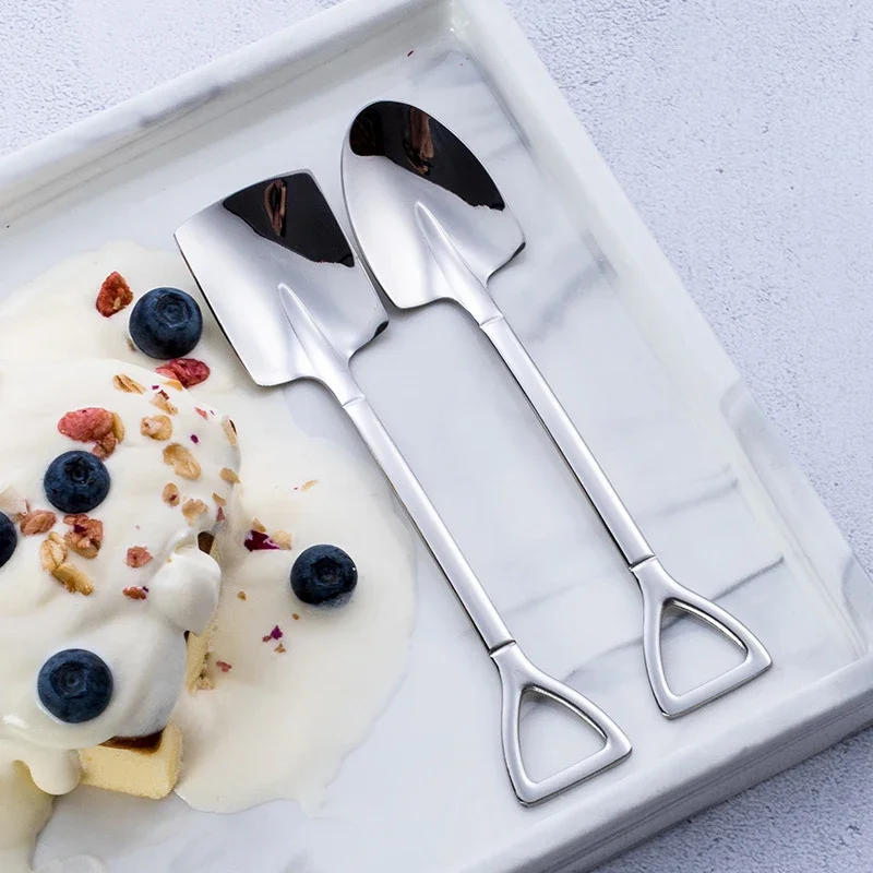 Description Picture 4 of item1/20pcs Stainless Steel Shovel & Point Spoons Coffee Tea Spoon Ice Cream Dessert Tip Scoops Cutlery Tableware Set Kitchen Tools