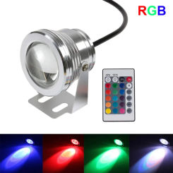 10pcs Underwater RGB Led Light 10W 12V 800LM Waterproof IP68 Fountain Pool Lamp 16 Color Change With 24key IR Remote Controller