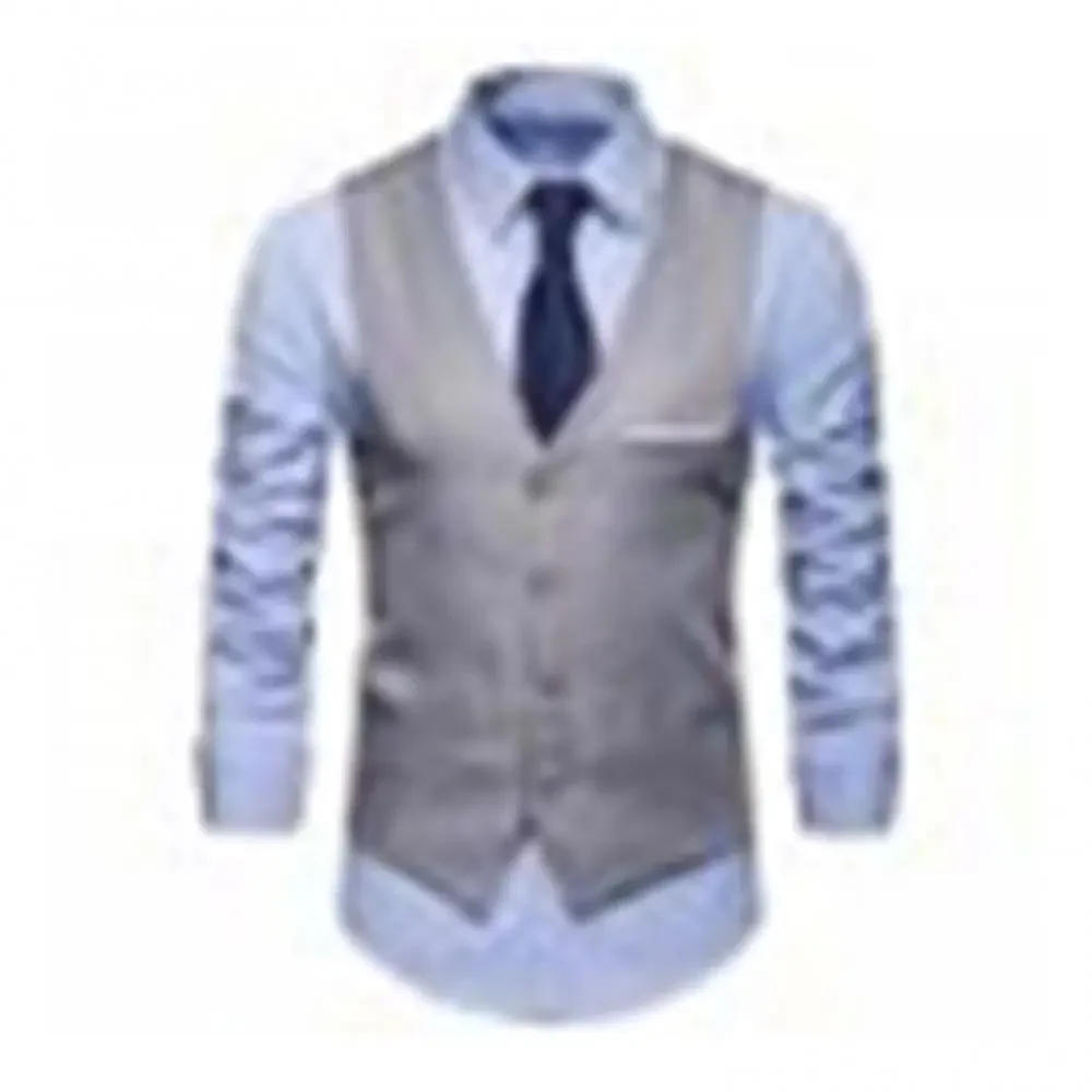 Description Picture 5 of itemFormal Men Suit Vest Solid Color Single Breasted Business Waistcoat