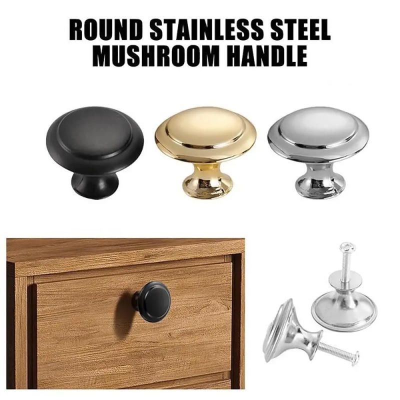Description Picture 4 of item2Pcs/Set Furniture Hardware Drawer Knobs with Screws Kitchen Home Single-hole Pull Stainless Steel Cupboard Cabinet Door Handles