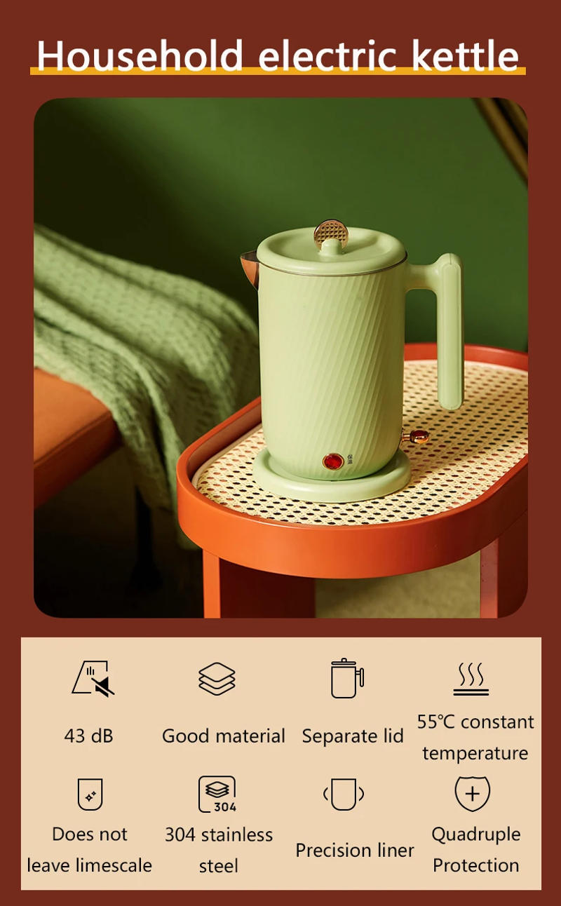 Description Picture 2 of itemDMWD 1.2L Electric Kettle Retro Water Heater Boiler Fast Heating Machine Portable Tea Maker Coffee Pot 304 Stainless Steel 220V