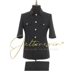 Men's Suits 2-Piece Short Sleeves Zhong Shan Business Causal Single Breasted Blazer Pants Party Groom For Wedding Tailor-Made