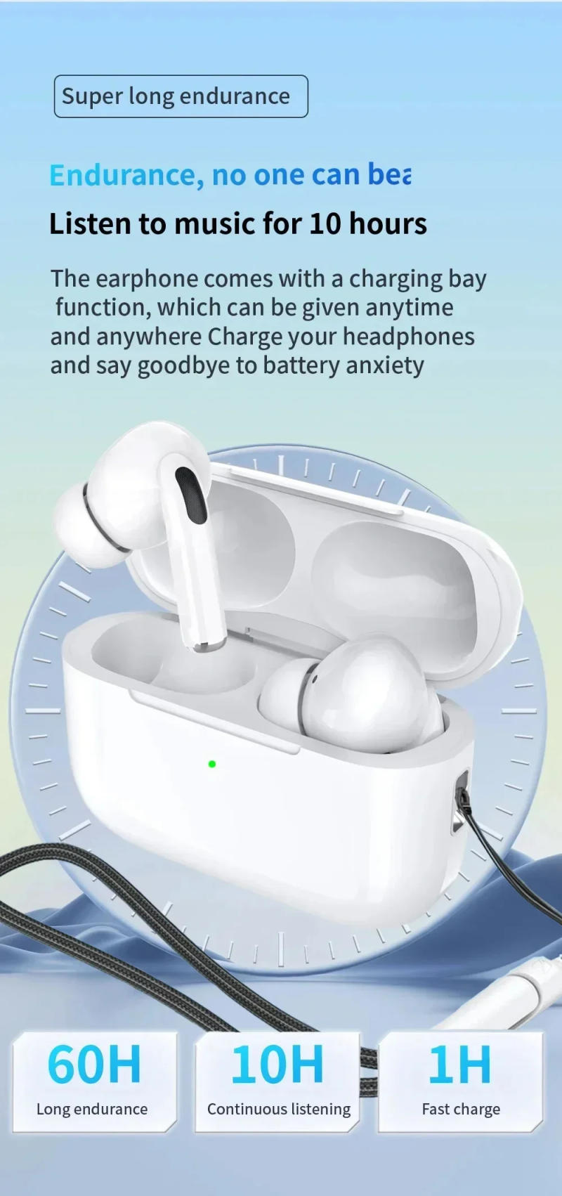 Description Picture 6 of itemAir Pro True Wireless Bluetooth Earphones Headphones Bin Lanyard HiFi Sound Low Latency Noise Reduction Earbuds for IOS Android