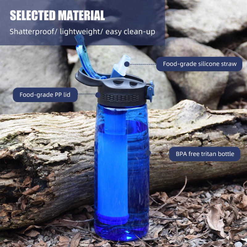 Description Picture 3 of itemWater Bottle Made of Tritan with Water Filter Lockable Lid BPA Free Water Purifier Bottle for Travel Hiking Camping Emergency