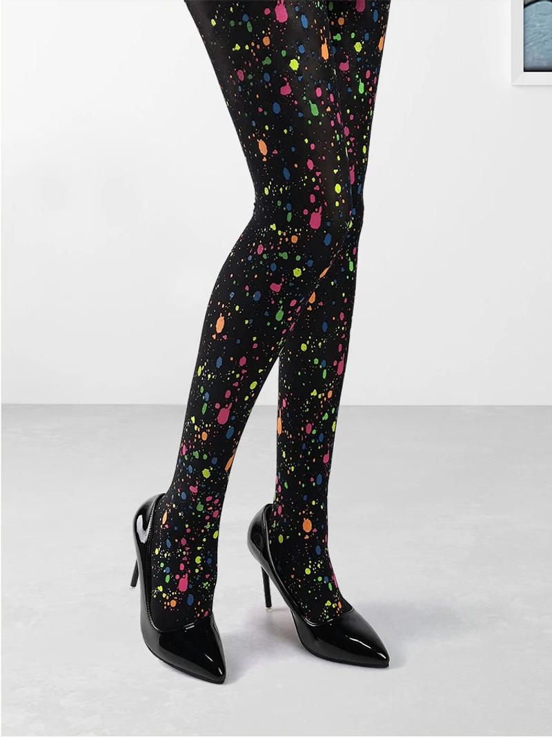 Description Picture 3 of itemYoung Fashion Personalized Splashing Ink Graffiti Printing Lolita Pantyhose Hottie Street Style Paint Dots Slim Fitting Tights