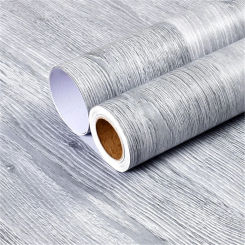 Gray Wood Grain Sticker for Furniture Wallpaper PVC Wallstickers DIY Walls Waterproof Door Kitchen Wardrobe Cabinet Decor Film