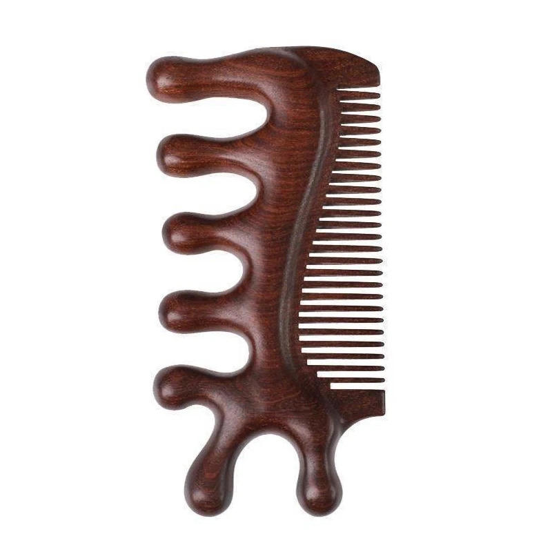 Description Picture 2 of item3 in 1 Massage Comb Blood Circulation Wood Sandalwood Comb Scalp Meridian Relax Anti-static Styling Tool Salon Supply Hair Brush