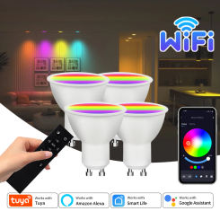GU10 Led Bulb Tuya Smart Wifi Light with RF 2.4G Remote Voice Control by Alexa Google SmartThings 220V 110V Spotlight Downlight