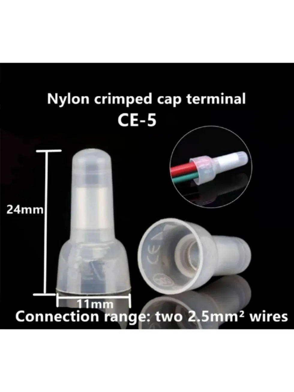 Description Picture 6 of item50/100/500/1000 PCS CE1 CE2 CE5 Closed End Crimp Caps Electrical Wire Cable Terminals Connectors