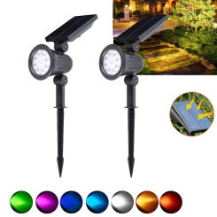 9 LED Solar Spot Lights Outdoor RGB Solar Landscape Lights IP65 Waterproof Brightness Adjustable for Garden Yard Decoration