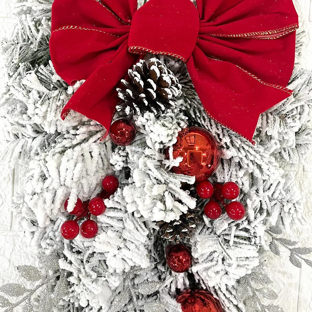 Description Picture 6 of itemNew Christmas Wreath Front Door Christmas Door Wreath Red Ball Ornaments for Door Window Mantle Indoor Outdoor Christmas Decorat
