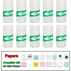 10 Roll Mini Printer Paper Self-adhesive Paper White Thermal Paper Printer Label Sticker For Wireless Photo lnkless Printer 57mm