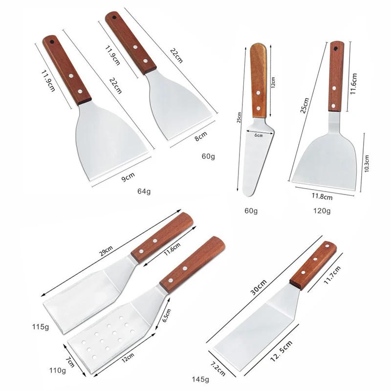 Description Picture 5 of itemStainless Steel Spatula and Grill Scraper Non Stick Durable Barbecue Cooking Tools Pizza Shovel Pancake Beef BBQ Utensils