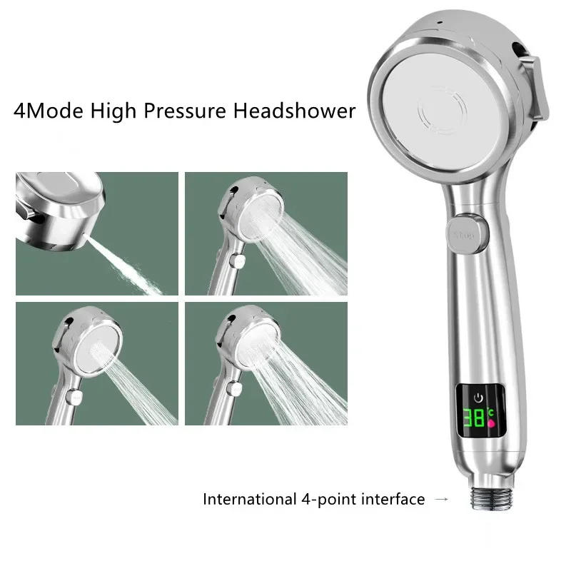 Description Picture 6 of itemHigh Pressure Handheld Bathroom Shower Head Water Saving Showerhead Pressurized Adjustable Spray LED Digital Temperature Display