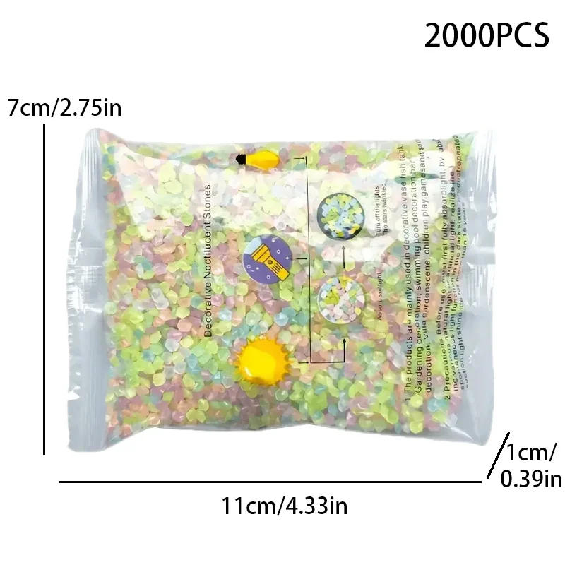Description Picture 2 of item2000pcs Luminous Sand Glow in Dark Pebbles Stone Home Garden Outdoor Path Lawn Decoration Fish Tank Aquarium Decor 3-5mm