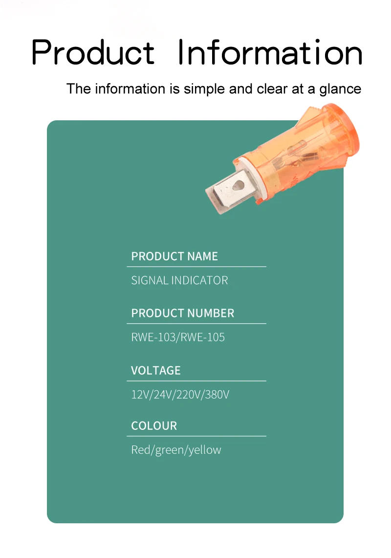 Description Picture 6 of item10Pcs/Lot Guiding Signal Lamp Panel MDX-11A Mounting Neon Power Indicator Lights 12V 24V 220V 380V Red Green Yellow Pilot Lights