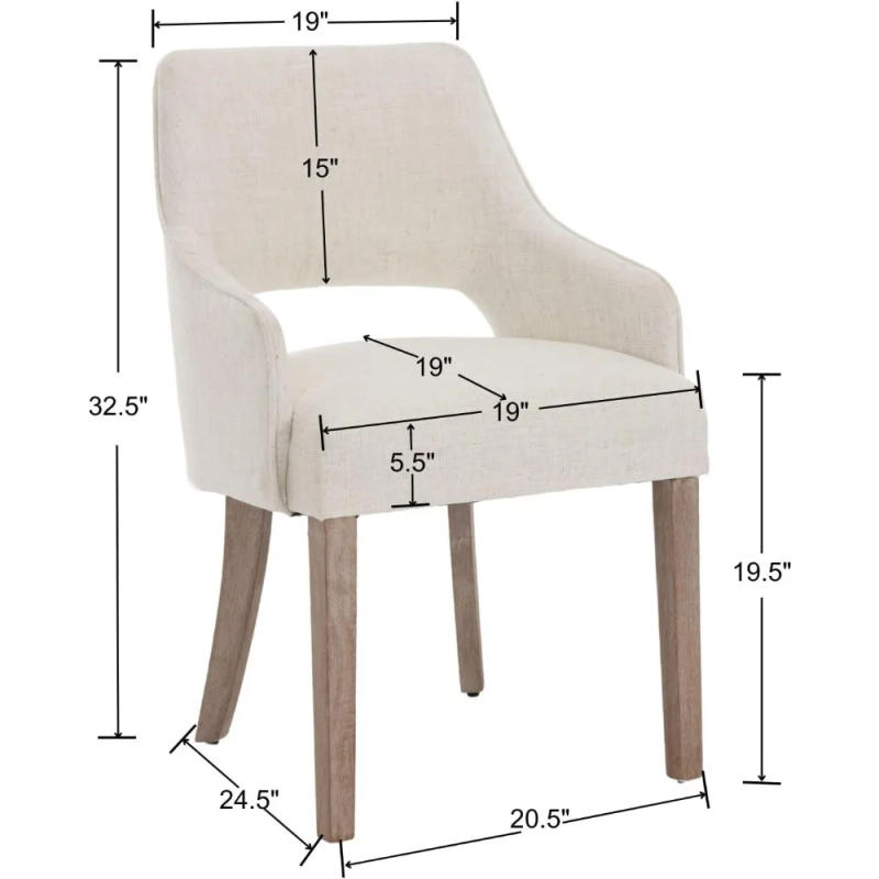 Description Picture 4 of itemLinen Dining Chairs Set of 4 Upholstered Accent Chairs Side Chair with Wood Legs for Living Room/Dining Room/Bedroom/Restaurant