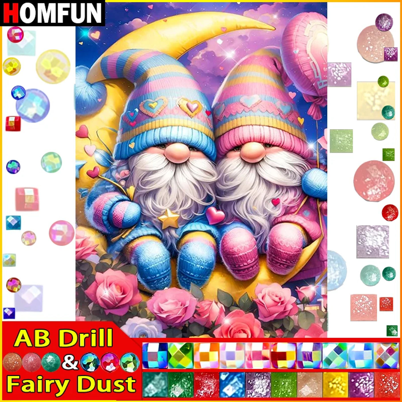 Description Picture 6 of itemHOMFUN Fairy Dust AB Full Diamond Embroidery "Cartoon Santa" Diamond Painting Patterns Rhinestone Unfinished Home Decor