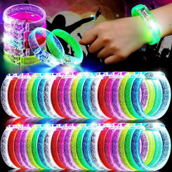 5/10/20/50 Pcs LED Light Up Wristbands Neon Glowing Bangle Luminous Wristbands Glow in The Dark Party Supplies for Kids Adults