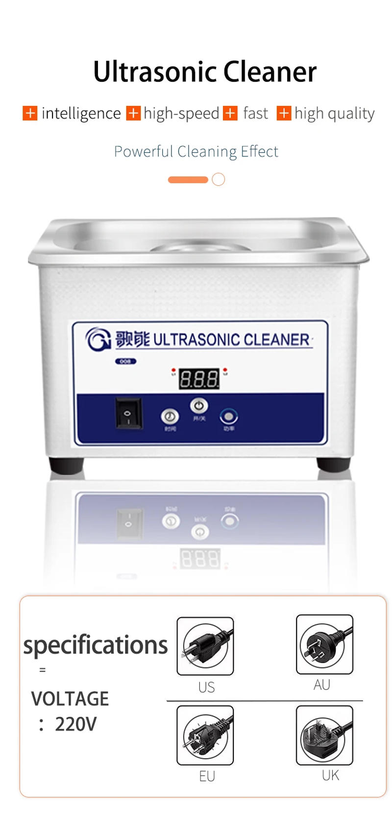 Description Picture 2 of itemGENEGN 800mL Ultrasonic Cleaner, 60W Power, 40kHz Ultra Sonic Cleaning Machine For Jewelry, Eyeglasses, Watch, Small Parts