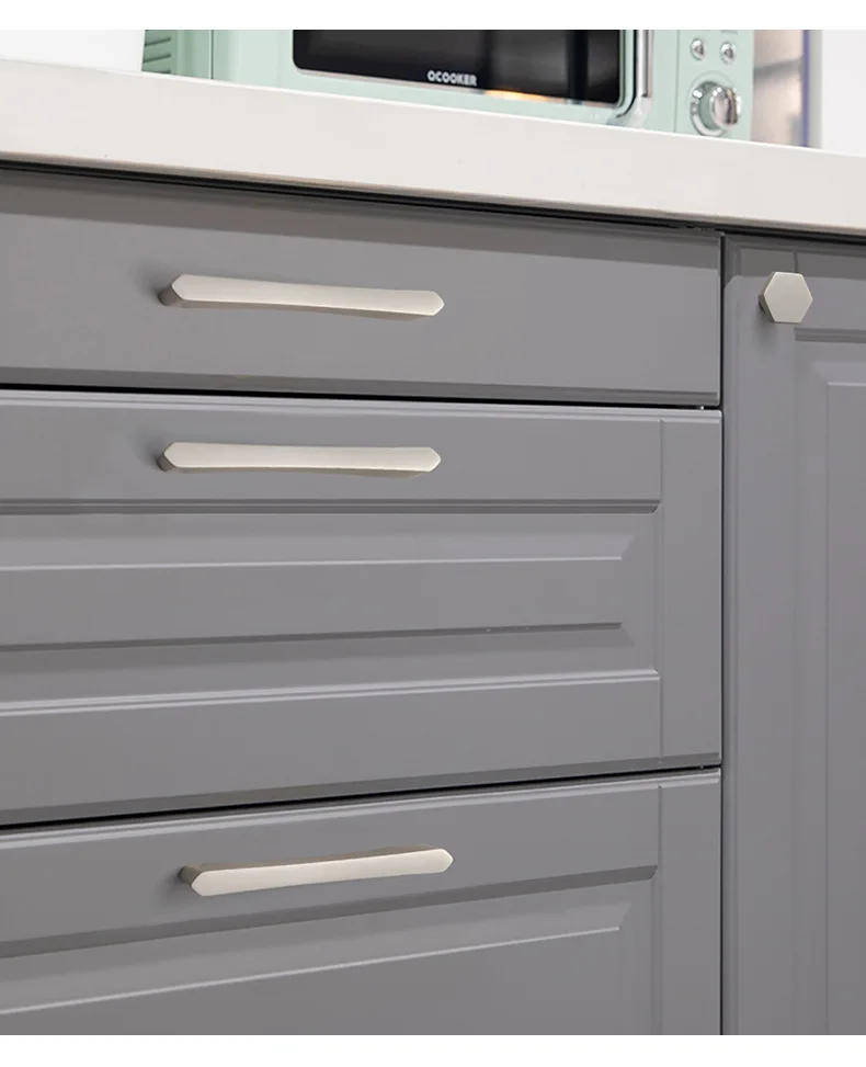 Description Picture 6 of itemGold Copper Brushed Grey Door Handles Modern Simple Light Luxury Wardrobe Cabinet Drawers Cabinet Door Handles Furniture