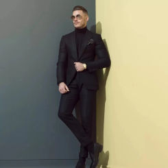 Black Fashion Men Suit Tailor-Made 2 Pieces Blazer Black Pants One Button Peaked Lapel Wedding Groom Causal Prom Tailored