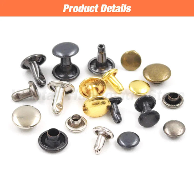 Description Picture 5 of item100sets 6-8mm Metal Double Cap Round Rivets Studs Collision Nail Spike Rock Leather craft Shoe Bag Belt Garment Bracelet DIY
