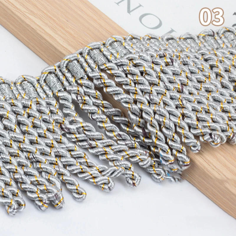 Description Picture 4 of item11.5Mx8cm Twist Tassel Fringe Trim Cord Gold Rope Lace Ribbon Trim Braided For Sewing Garment Shoes Bag Material Diy Accessories