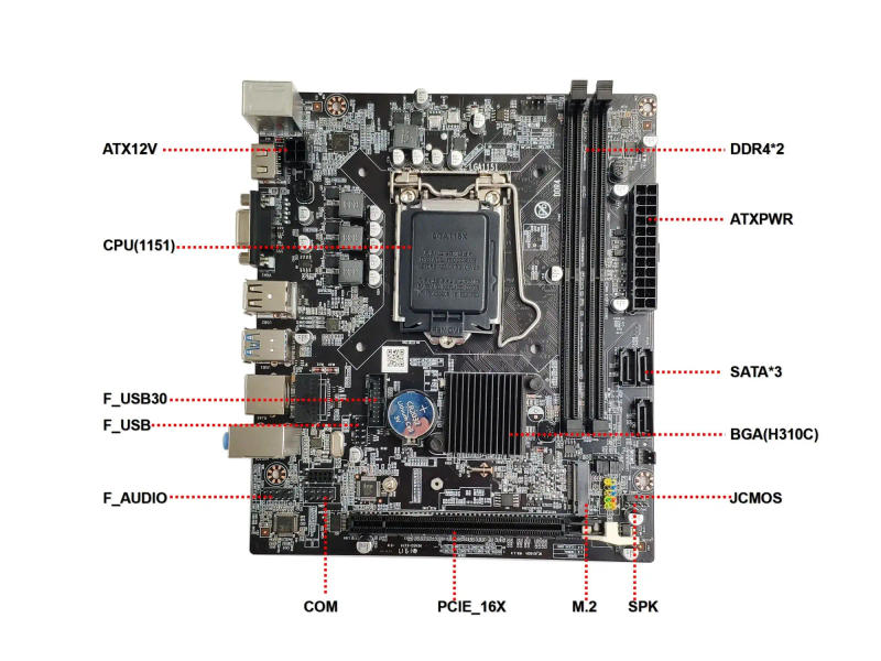 Description Picture 3 of itemMotherboard OE_H310CD4_V1.0 mainboard H310 support 2X DDR4 RAM Socket 1151(6,7,8,9Gen)CPU