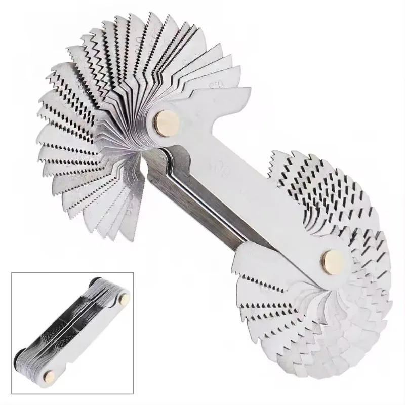 Description Picture 6 of item55/60 Degree Metric Inch Thread Plug Gauge Gear Tooth Screw Pitch Gauges Measuring Center Metrisch Thread Measurement Tools